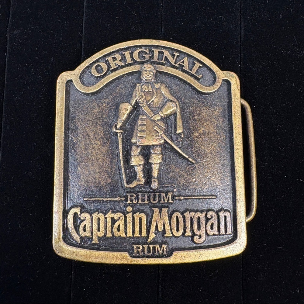 Vintage Original Captain Morgan Rhum Rum Brass Belt Buckle Collector Biker